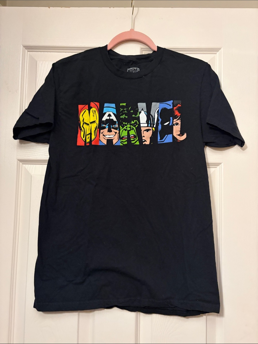 Marvel Black Short Sleeve Avengers Panel Graphic Tee